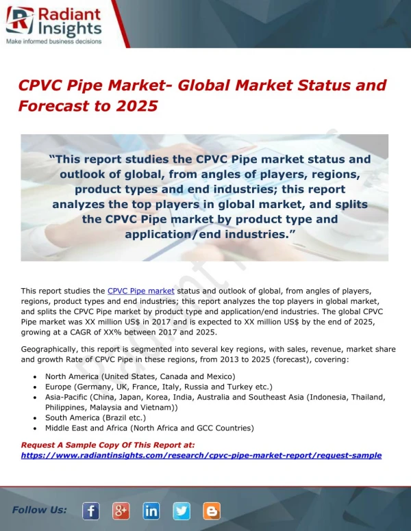 CPVC Pipe Market- Global Market Status and Forecast to 2025