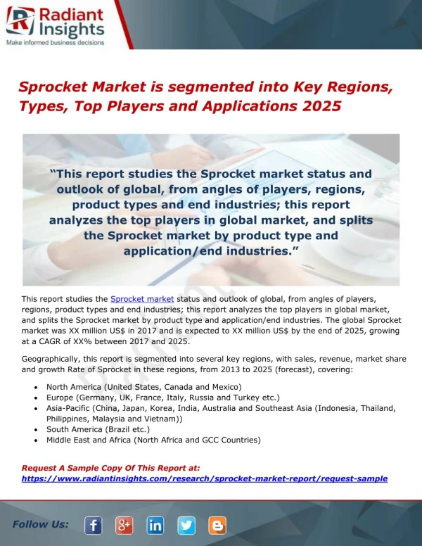 Sprocket Market is segmented into Key Regions, Types, Top Players and Applications 2025