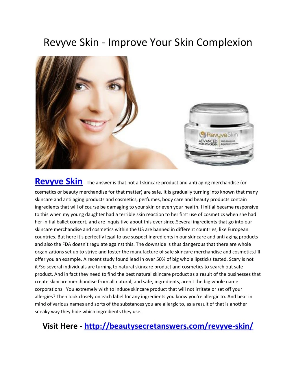 revyve skin improve your skin complexion