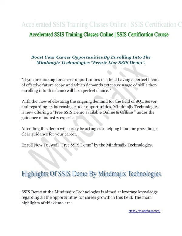 Microsoft SQL Server Integration Services (SSIS) Training - Mindmajix