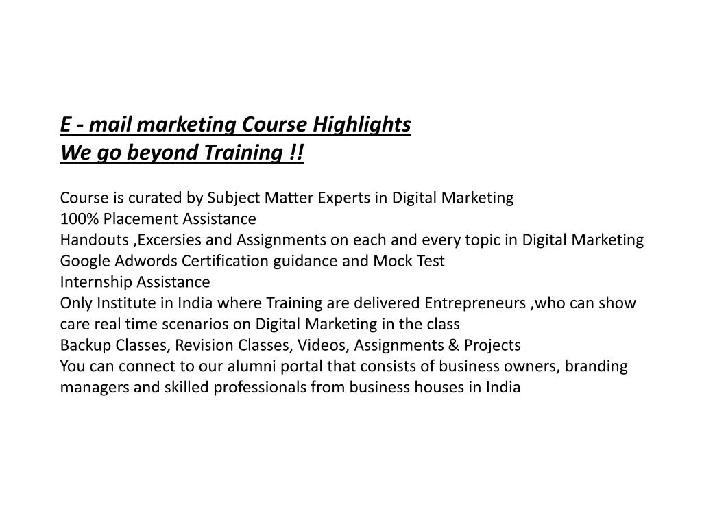 e mail marketing course highlights we go beyond