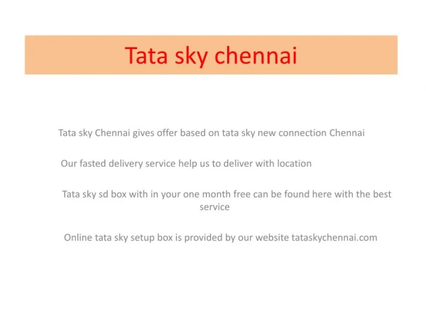 Tata sky New Connection Offers Chennai