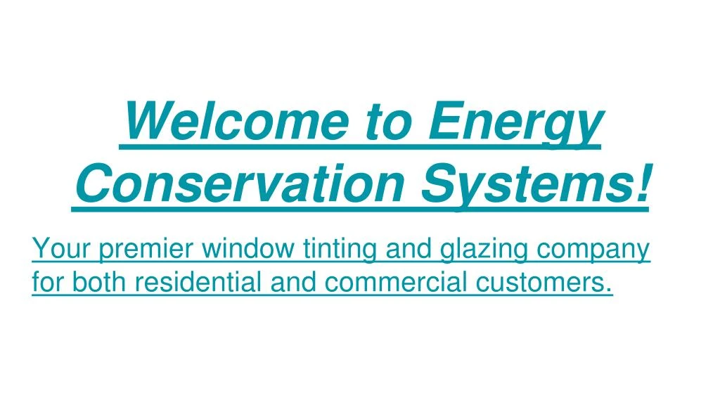 welcome to energy conservation systems