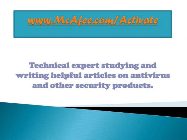 Visit www mcafee com/activate for instant McAfee antivirus installation and activation