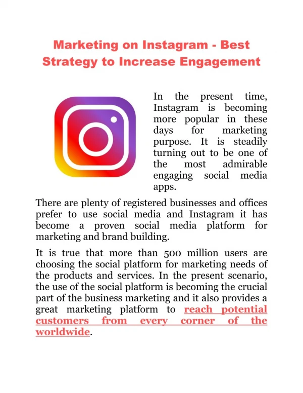 Marketing on Instagram â€“ Best Strategy to Increase Engagement