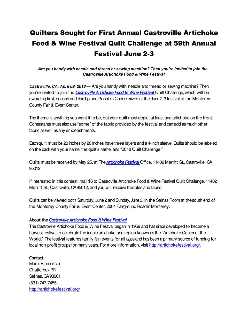 quilters sought for first annual castroville