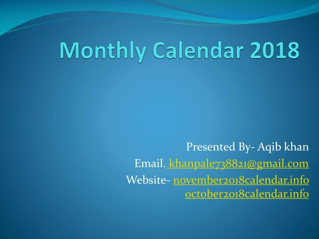 monthly calendar 2018