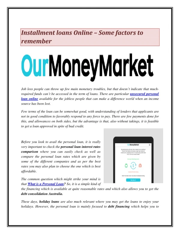 Installment loans Online