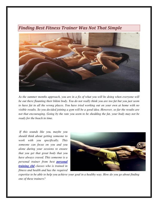 Finding Best Fitness Trainer Was Not That Simple