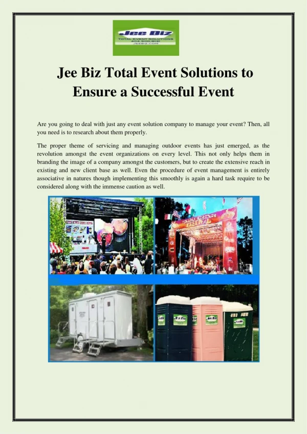 Jee Biz Total Event Solutions to Ensure a Successful Event