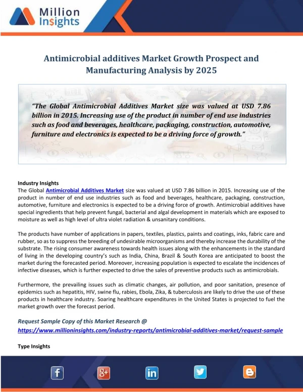 Antimicrobial additives Market Growth Prospect and Manufacturing Analysis by 2025