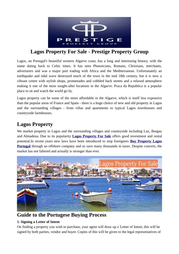 Lagos Property For Sale - Prestige Property Group