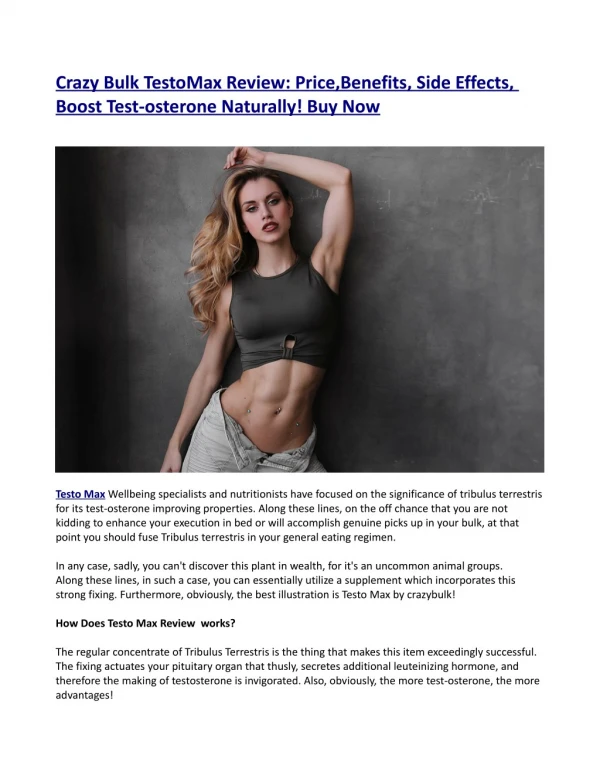 Crazy Bulk TestoMax Review: Price, Benefits, Side Effects, Boost Test-osterone Naturally! Buy Now