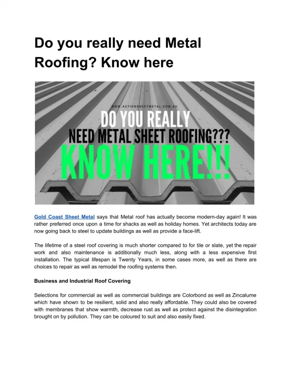 Is Sheet metal roofing required?? Read here