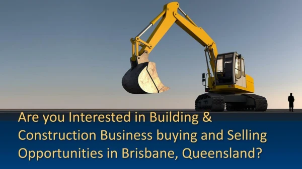 Building & Construction Business For Sale In Brisbane