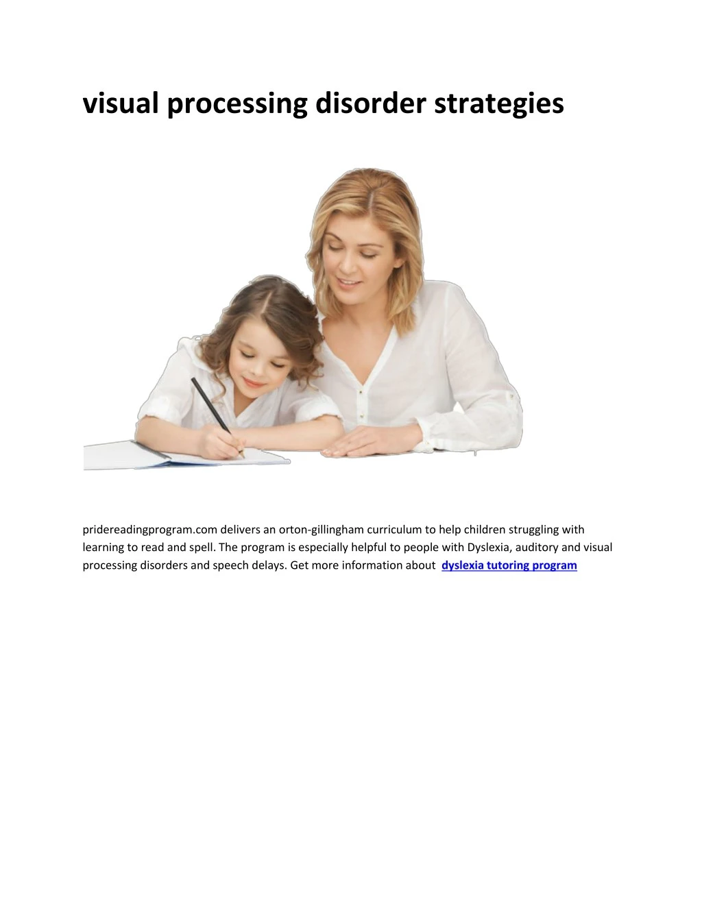 visual processing disorder strategies