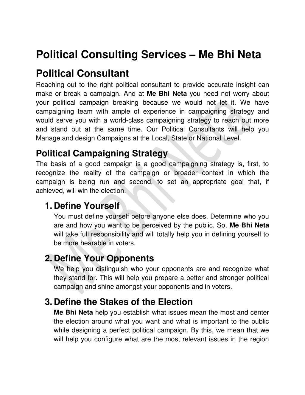political consulting services me bhi neta