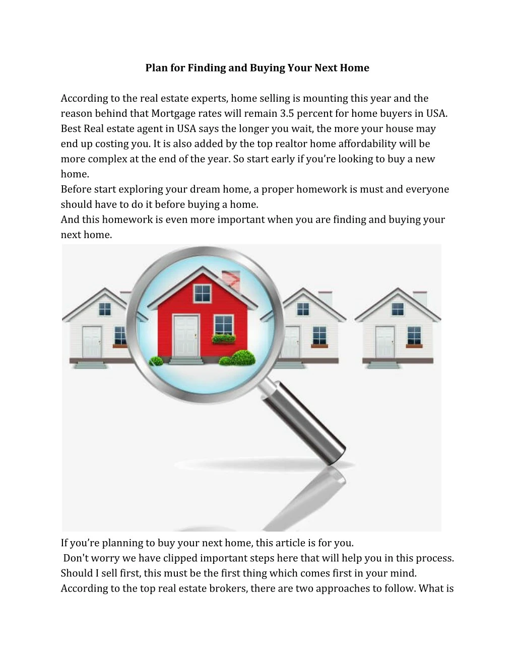 plan for finding and buying your next home