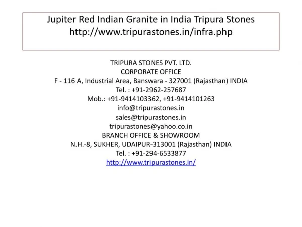 Jupiter Red Indian Granite in India Tripura Stones