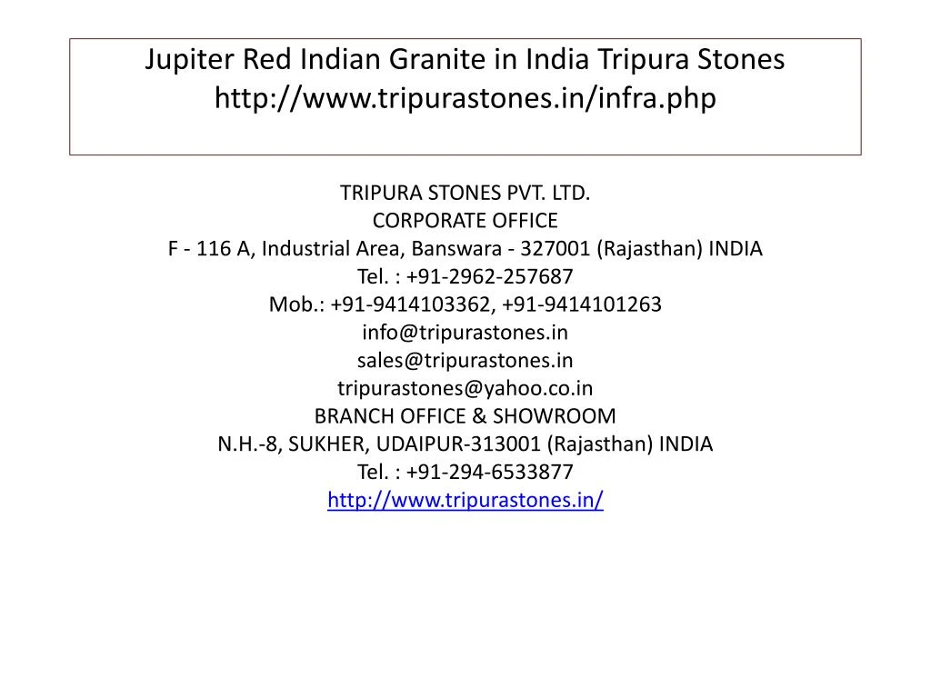 jupiter red indian granite in india tripura stones http www tripurastones in infra php