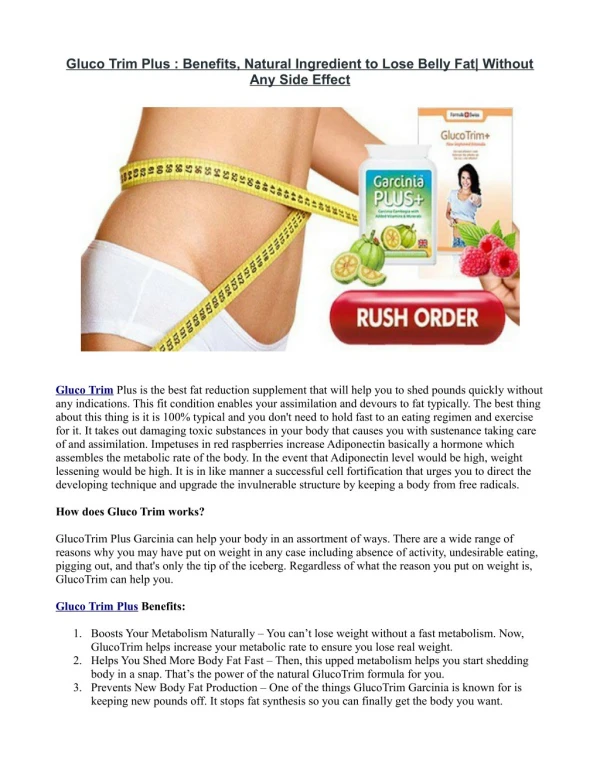 Gluco Trim Plus - Get Superior Weight Loss, Fast!