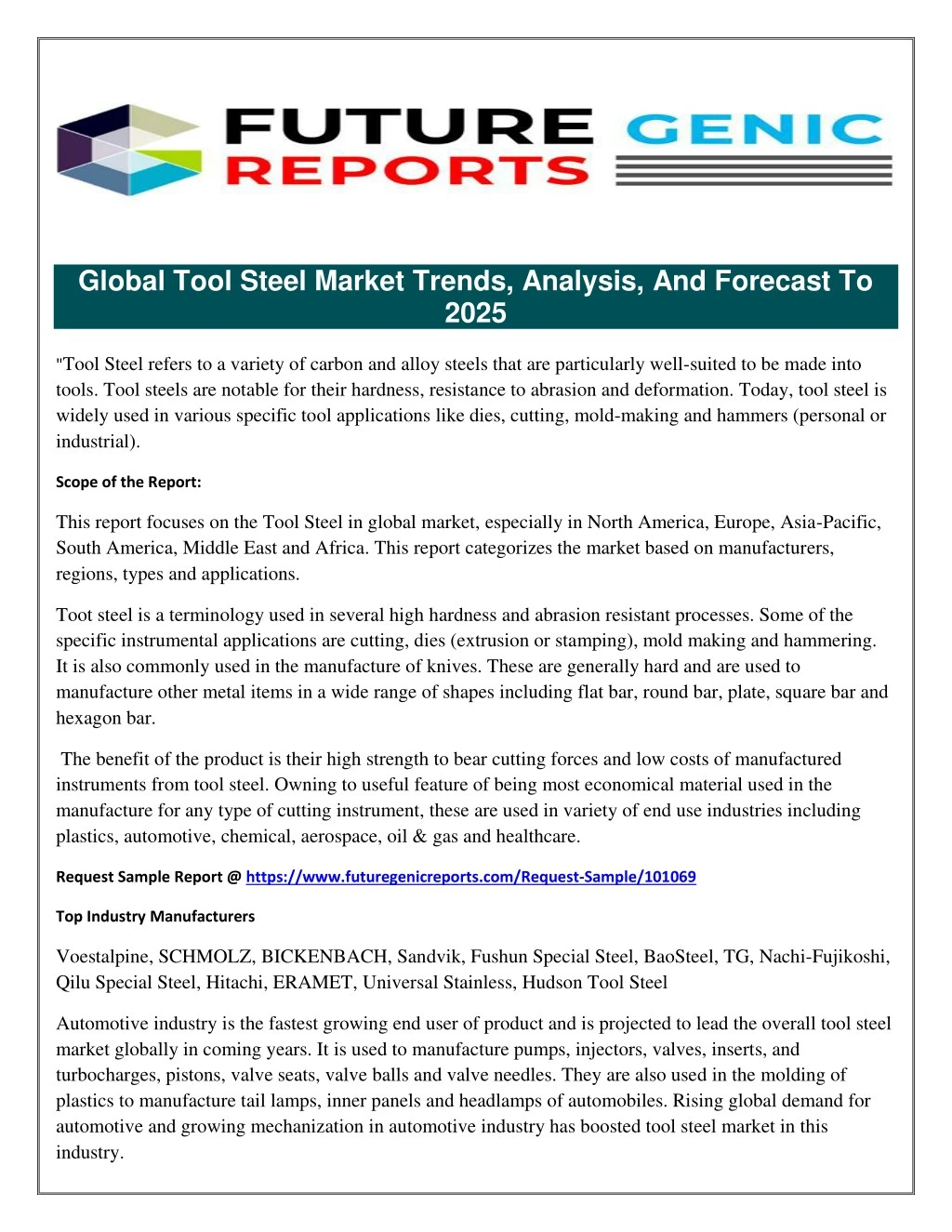 global tool steel market trends analysis