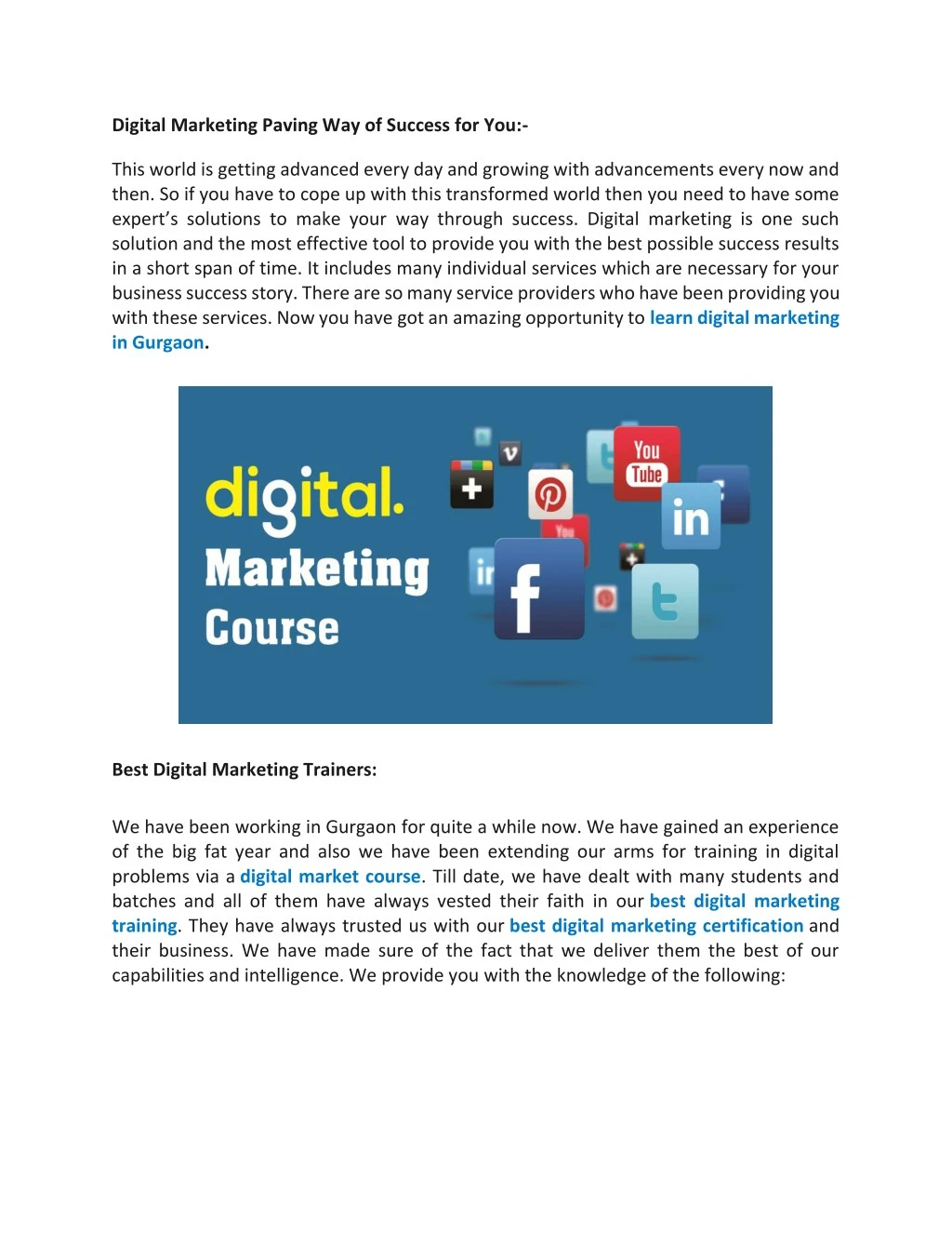 digital marketing paving way of success for you