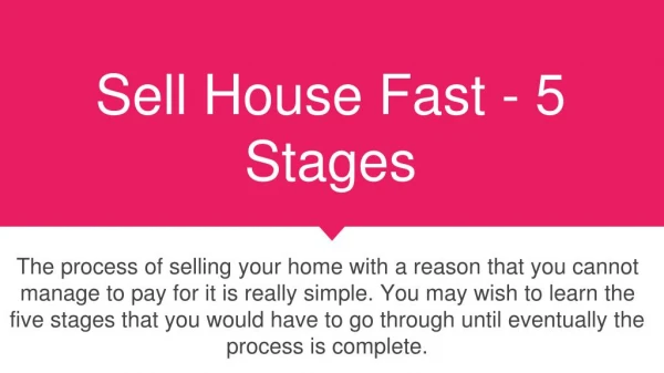 Sell House Fast - 5 Stages