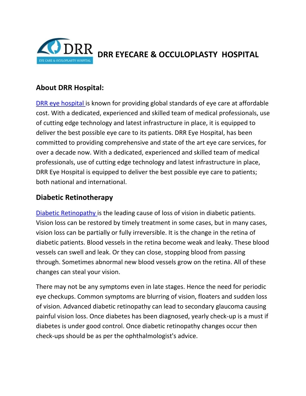 drr eyecare occuloplasty hospital