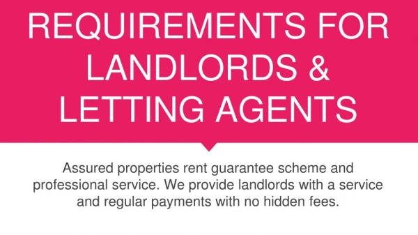 9 LEGAL REQUIREMENTS FOR LANDLORDS & LETTING AGENTS