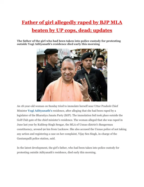 father of girl allegedly raped by bjp mla