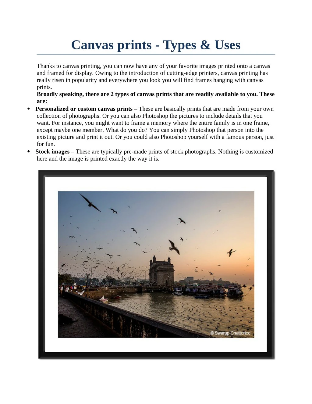 canvas prints types uses