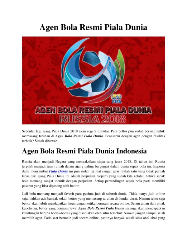 Agen Bola Resmi Piala Dunia - http://agenbolaresmipialadunia.net/