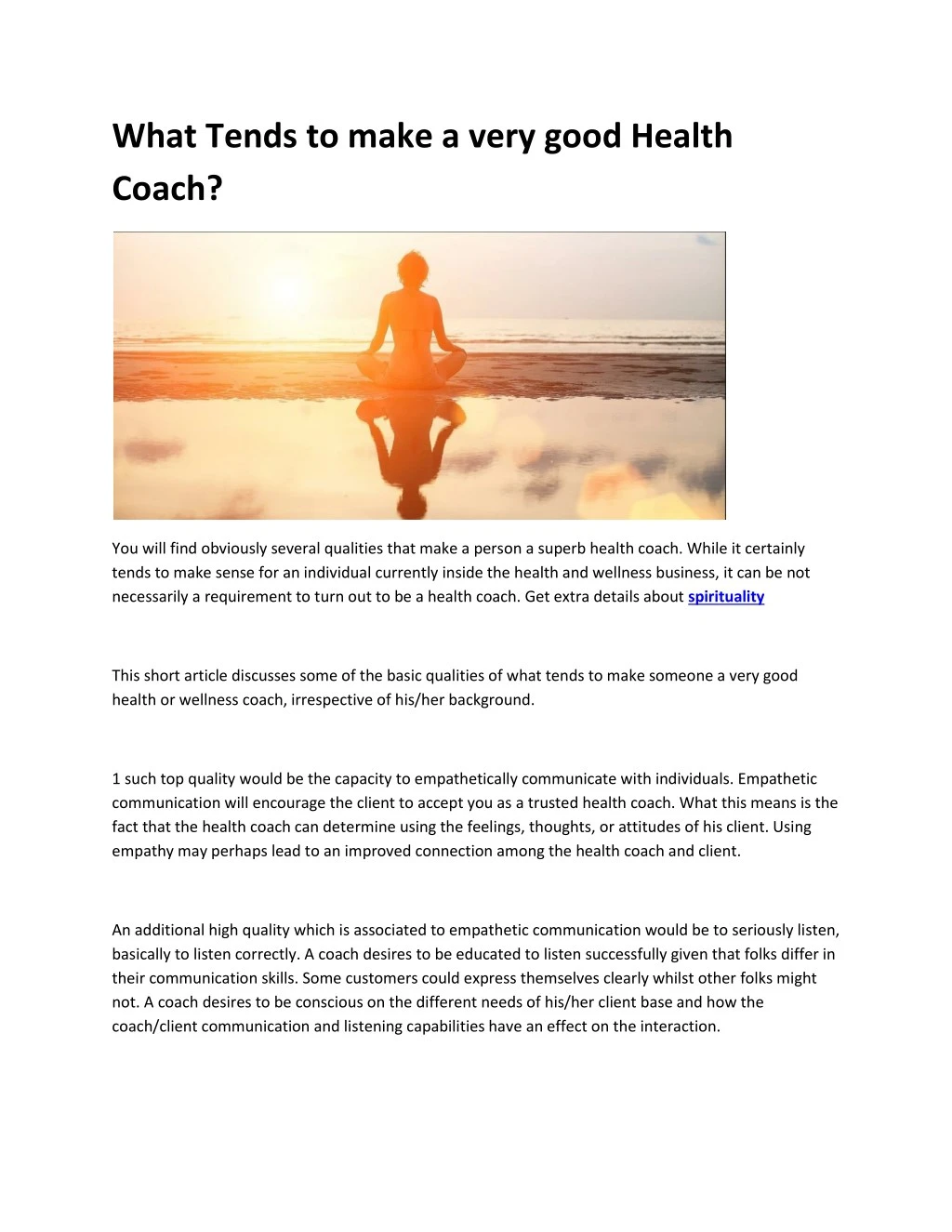 what tends to make a very good health coach