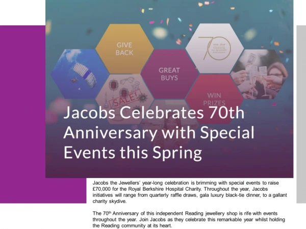 Jacobs Celebrates 70th Anniversary With Special Events This Spring