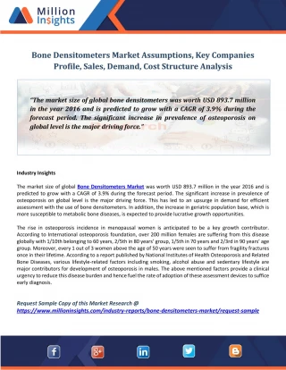 Bone Densitometers Market Assumptions, Key Companies Profile, Sales, Demand, Cost Structure Analysis - slide 1