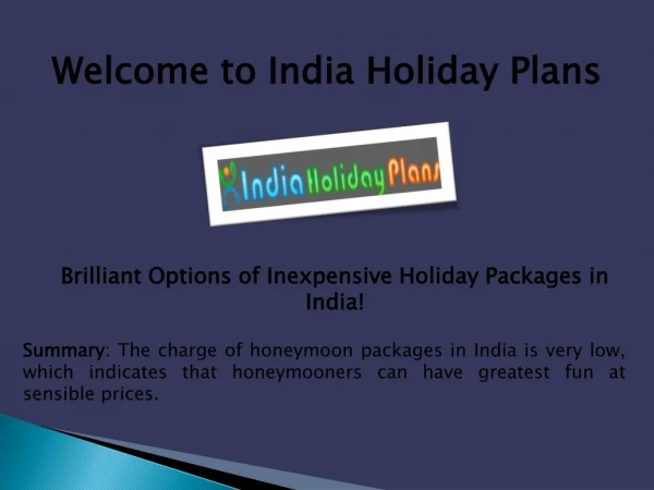 honeymoon packages in India, holiday packages in India at indiaholidayplans