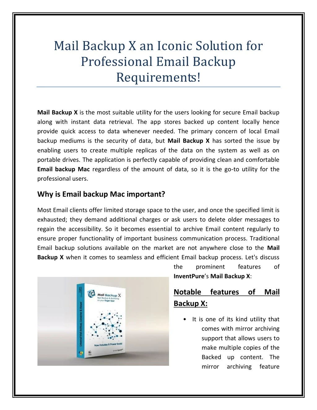 mail backup x an iconic solution for professional
