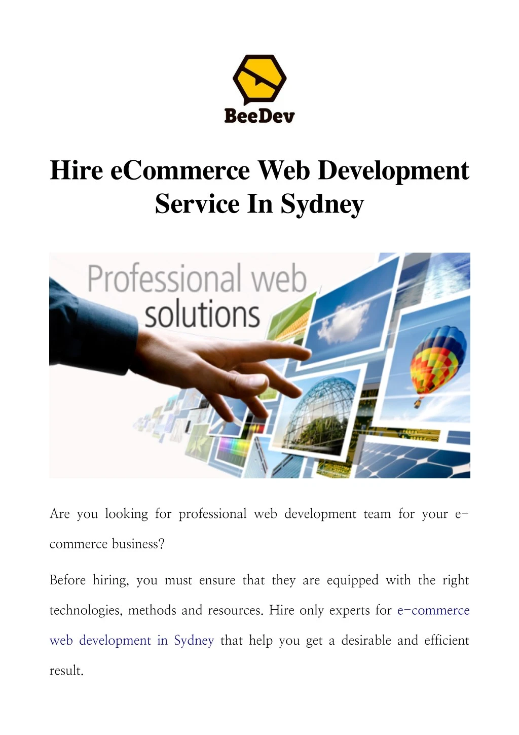 hire ecommerce web development service in sydney