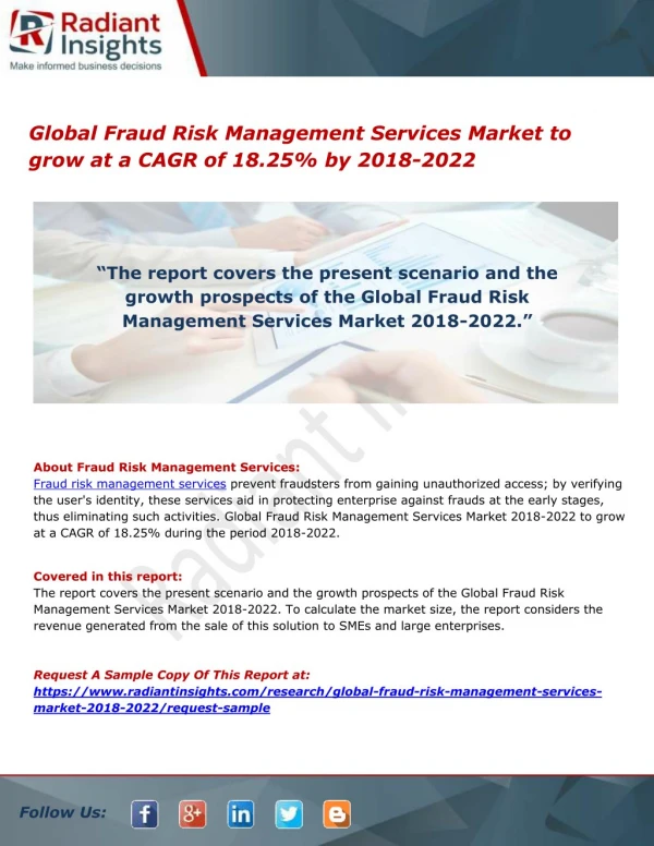 Global Fraud Risk Management Services Market to grow at a CAGR of 18.25% by 2018-2022