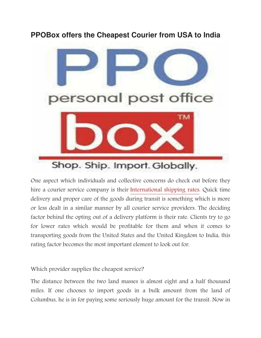 ppobox offers the cheapest courier from