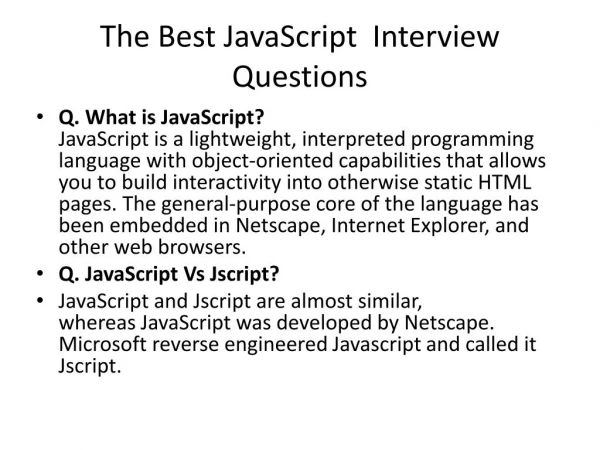Essential JavaScript Interview Questions 2018-Learn Now!