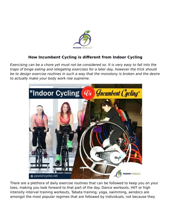 How Incumbent Cycling is different from Indoor Cycling