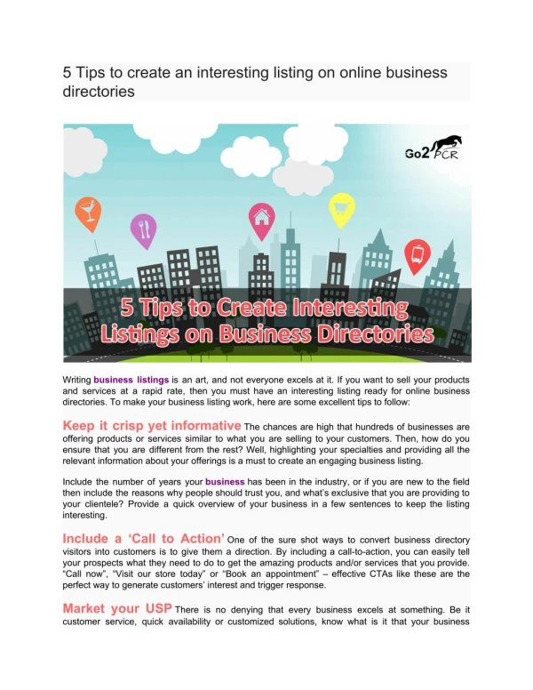 5 Tips to create an interesting listing on online business directories