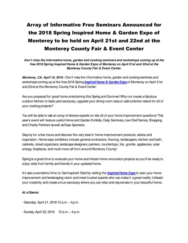 array of informative free seminars announced
