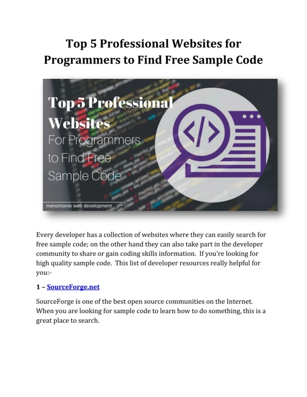 Top 5 Professional Websites for Programmers to Find Free Sample Code