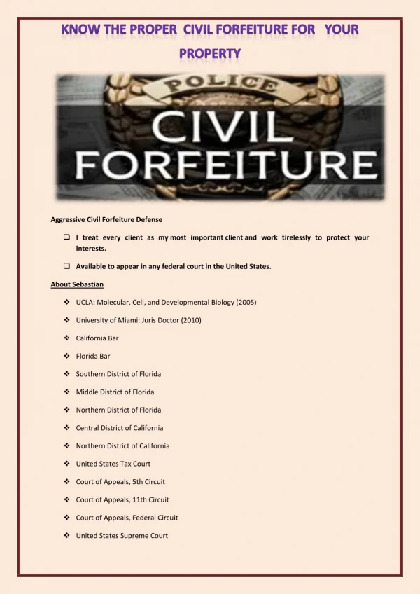 Know The Proper Civil Forfeiture For Your Property