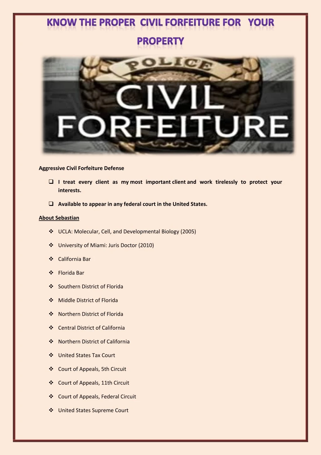 know the proper civil forfeiture for your