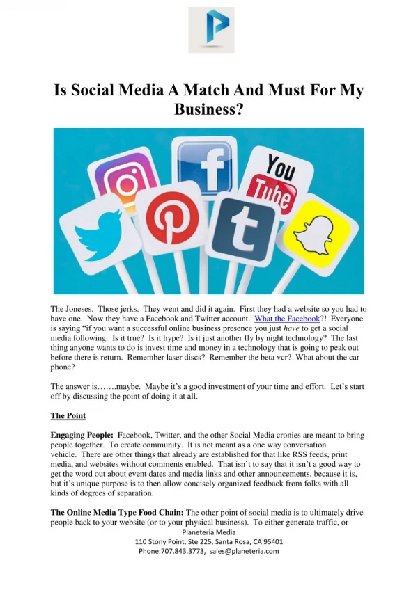 Is Social Media A Match And Must For My Business?