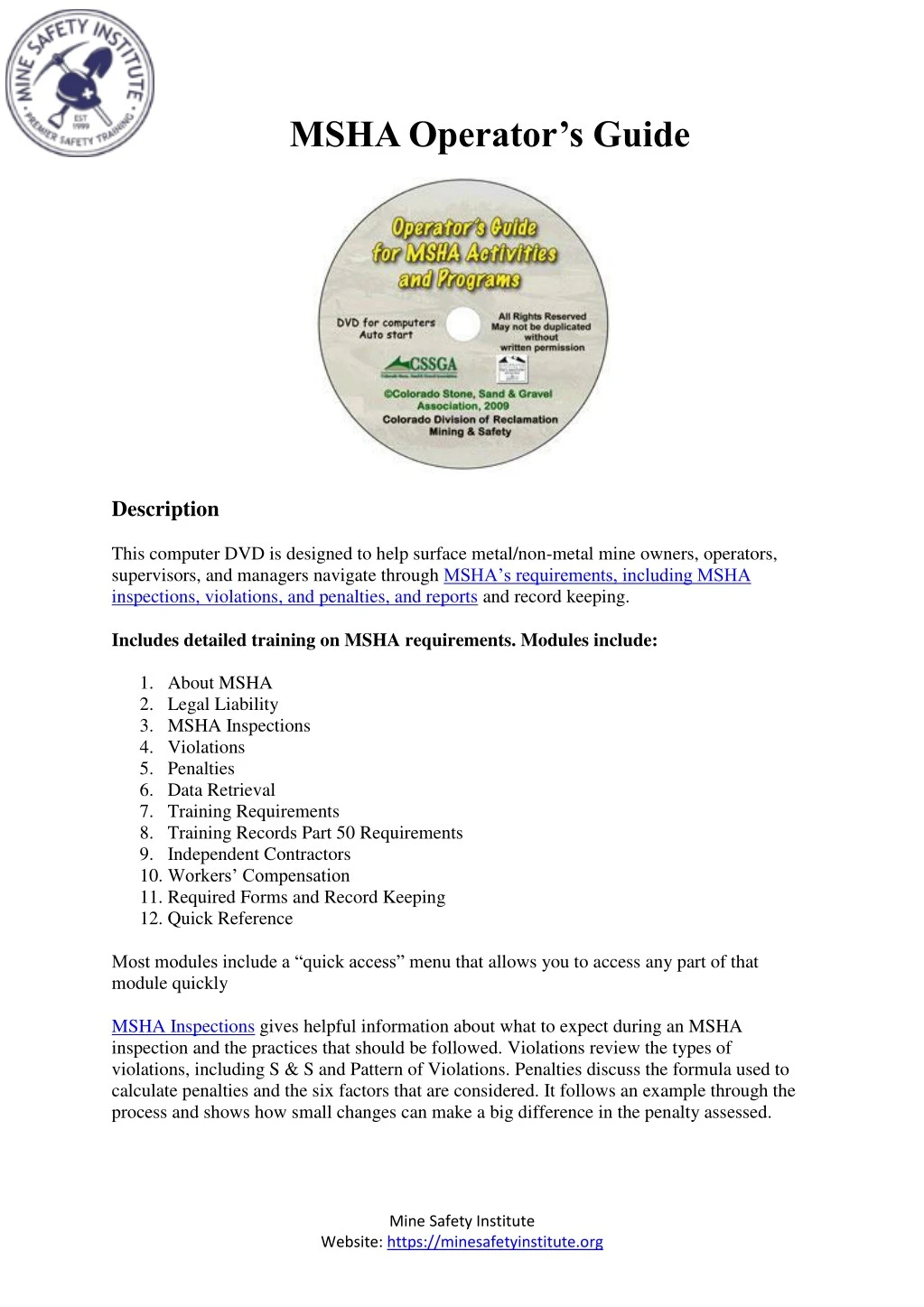 msha operator s guide